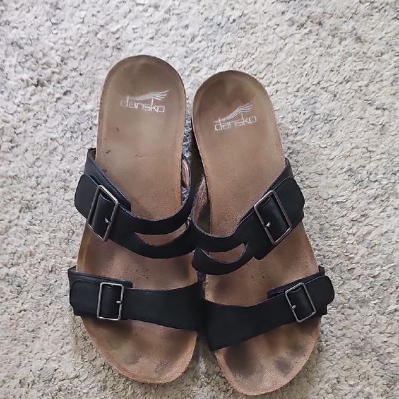 Dansko Women's Rosie Waxy Burnished Black Casual Shoe/Slide - Picture 1 of 5